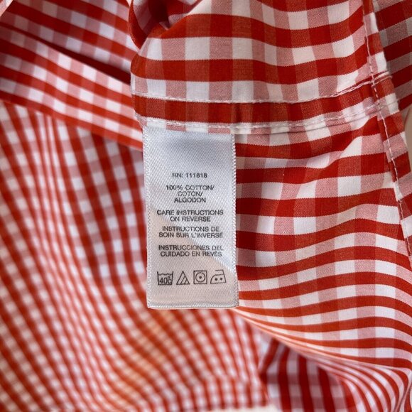 Michael Kors Red White Gingham Button-Up Shirt Size XXL Cotton Long Sleeve Mens - Picture 5 of 7